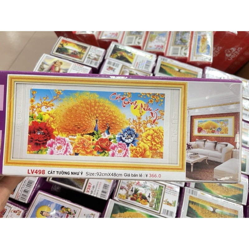 Tranh Đính Đá-Tranh Thêu Công Vàng Cát Tường Như Ý Lv498,Lv3498