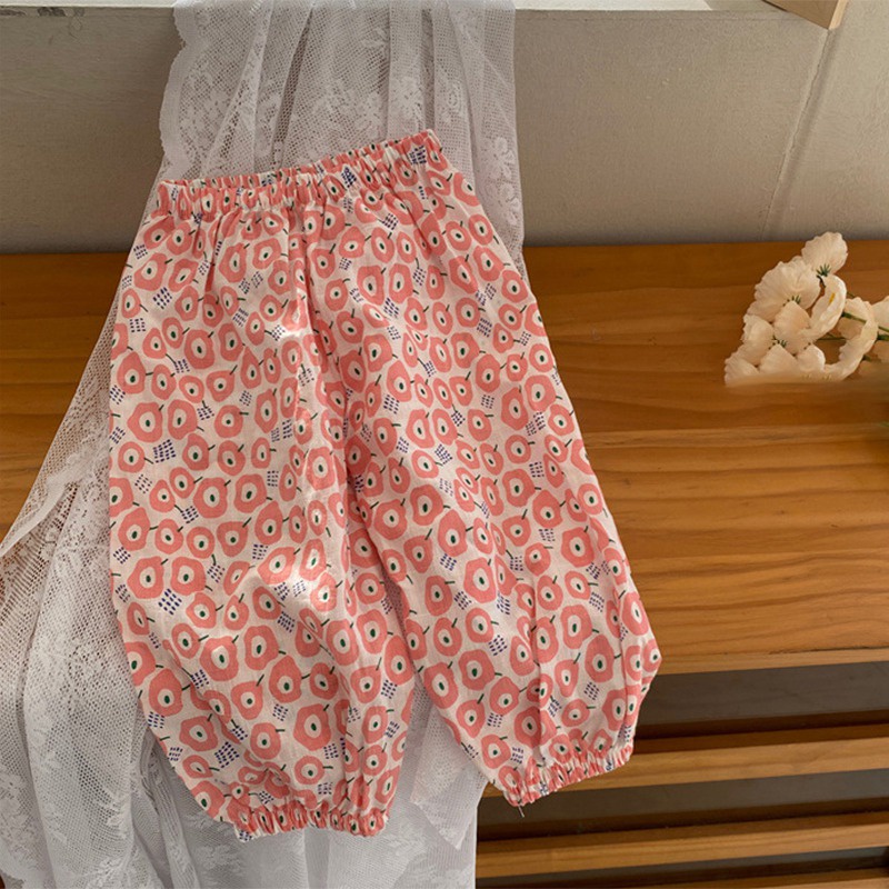 Se7en Bộ Áo Sơ Mi Sát Nách Màu Đất + Quần In Hoa Mùa Hè Hàn Quốc Cho Bé Gái