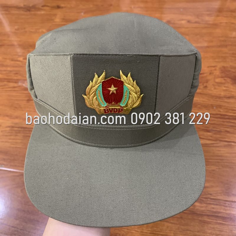 Mũ bảo vệ dân phố 3 cạnh kèm sao (màu cỏ úa)