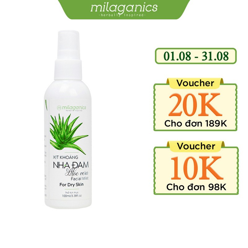 Xịt khoáng thiên nhiên Nha đam MILAGANICS 100ml