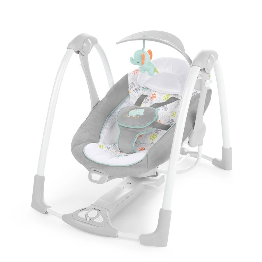 (Mẫu mới 2021) Nôi rung điện, pin cho bé Ingenuity ConvertMe Swing-2-Seat (Mỹ)12 giai điệu 4 âm thanh 5 mức độ rung, gọn