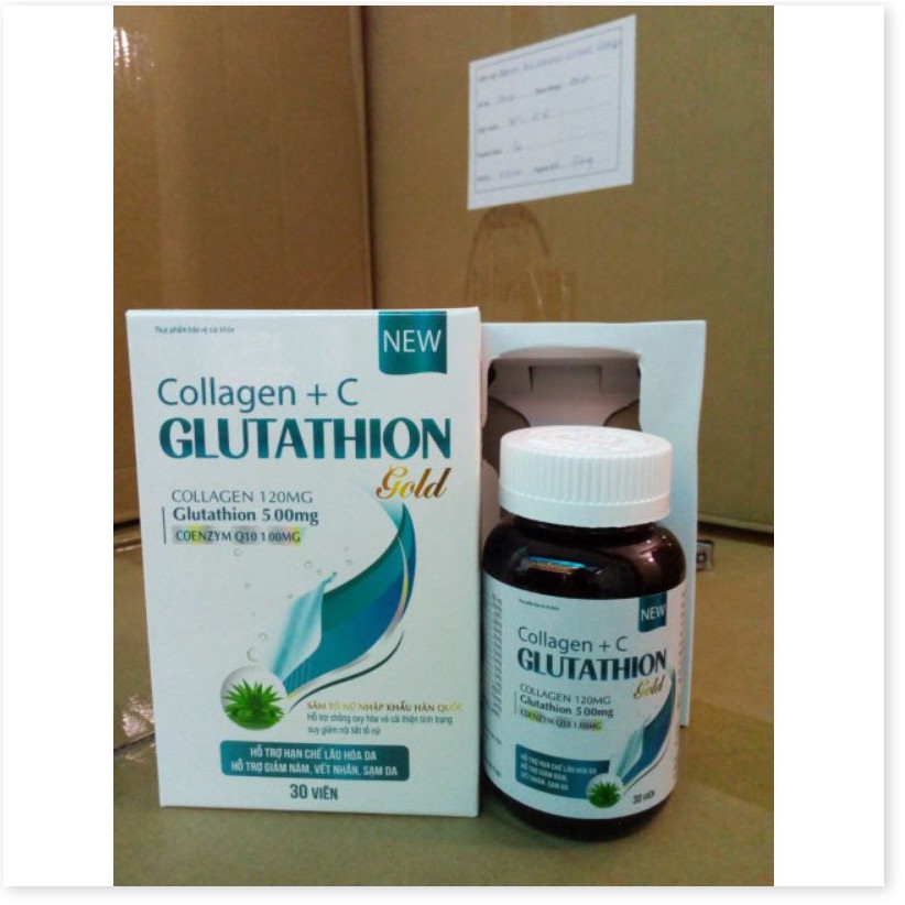 Collagen + C Glutathione cung cấp đổ ẩm cho da, làm đẹp da nám da vàng da chỗng lão hoá da hop 30vien