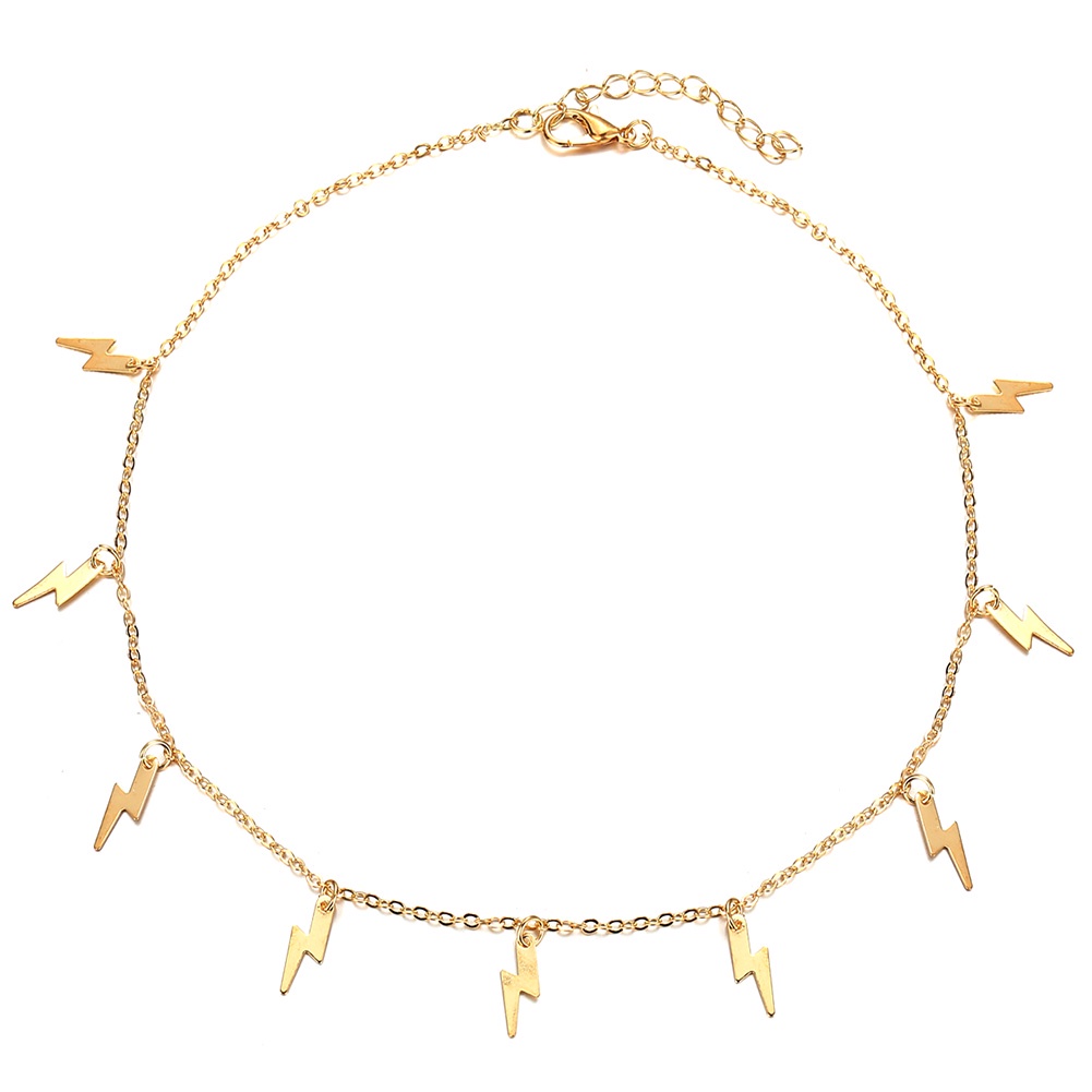 Mới Vòng Cổ Choker Mặt Tia Chớp Mạ Vàng Thời Trang Cho Nữ