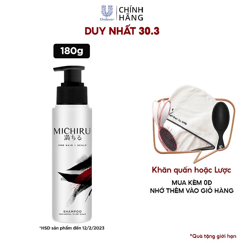 Dầu gội Michiru ngăn ngừa rụng tóc cho da đầu khô, nội địa Nhật, dưỡng chất Fiber Repair Actives 180g
