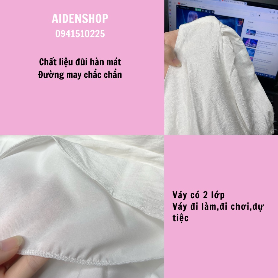Váy bầu thời trang thiết kế Aidenshop Đầm bầu công sở suông sau sinh màu trắng dự tiệc