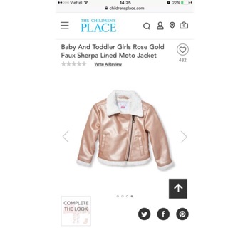 Áo Khoác Da Bé Gái Lót Cừu Hồng Gold Place