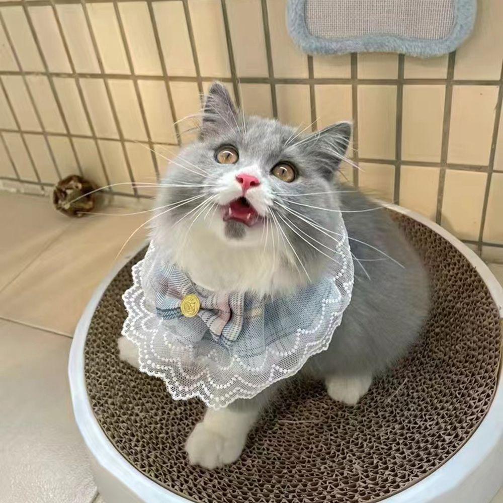 Danilo Yếm Đeo Cổ Bằng Vải Cotton Organza Họa Tiết Sọc Caro Hồng Thắt Nơ Thời Trang Dành Cho Thú Cưng