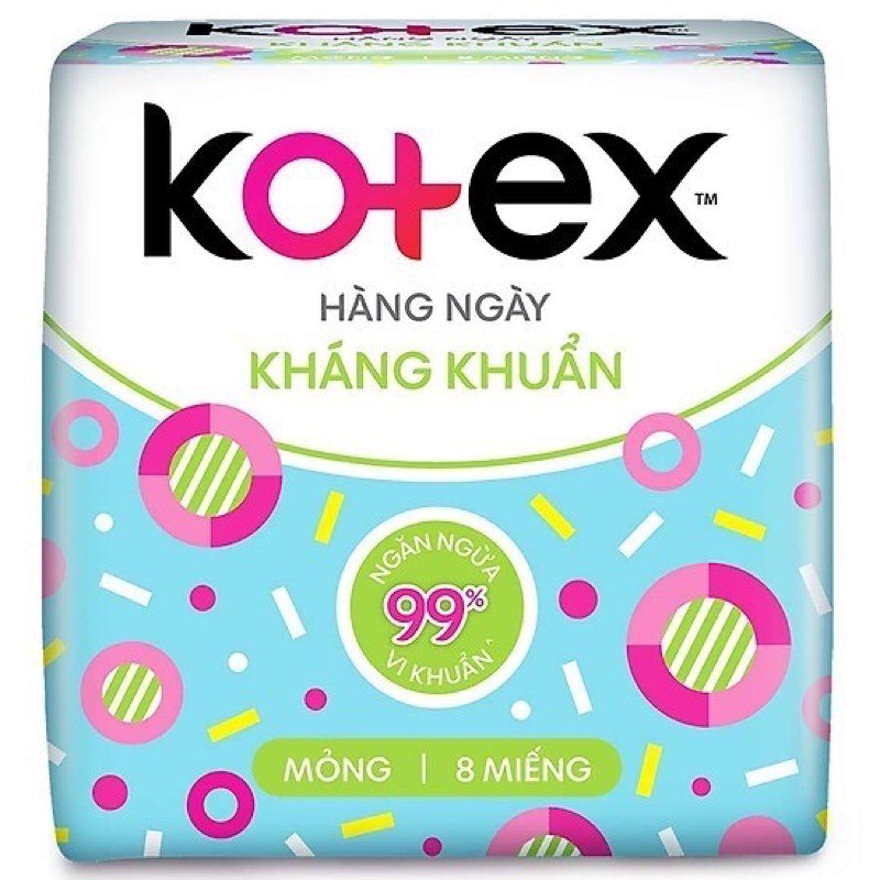 Băng Vệ Sinh KOTEX hàng ngày kháng khuẩn mỏng gói 8 miếng