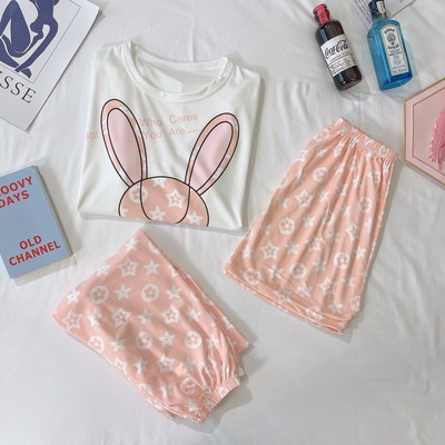 Pijama đồ ngủ nữ dễ thương cotton, đồ bộ nữ mặc nhà thoáng mát, thấm hút mồ hôi - Set 3 món