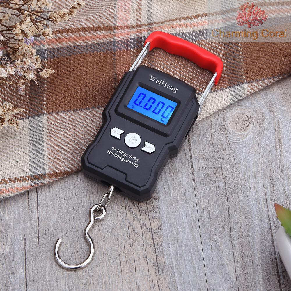 Cân điện tử cầm tay có móc treo màn hình LCD 50kg/5g sử dụng đa năng