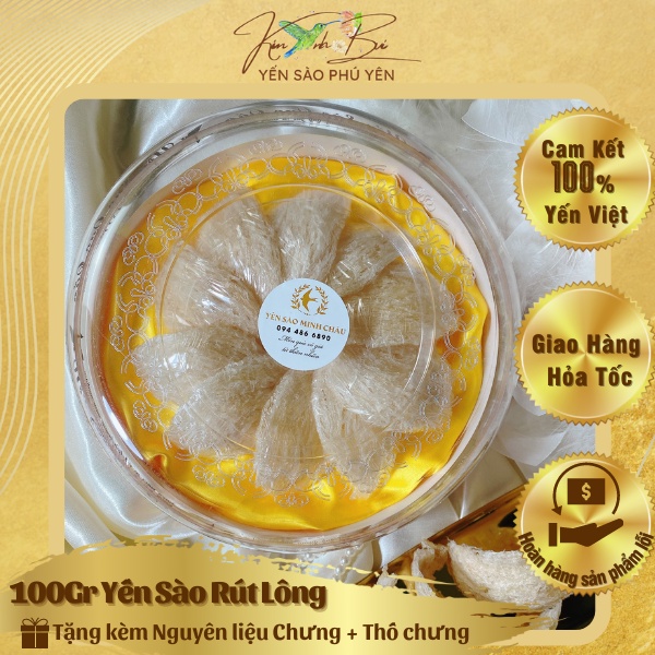 Yến Sào Rút Lông Nguyên Tổ 100gr  thố chưng+ nguyên liệu chưng cao cấp!