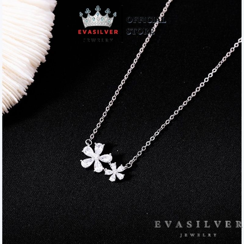 Dây chuyền bạc hình hoa 5 cánh, Vòng cổ chất liệu bạc ta sang trọng nữ tính - Trang sức bạc Evasilver
