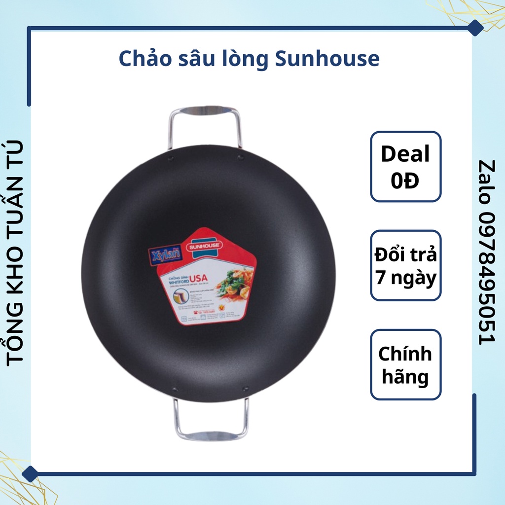 Chảo sâu lòng Sunhouse SWP34A, SWP36A chống dính chịu nhiệt tốt  2 kích cỡ hàng chính hãng cao cấp