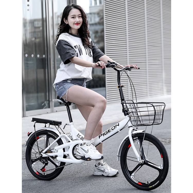 Xe đạp gấp siêu nhẹ nhiều tốc độ Pigeon, Forever - hàng sẵn trắng, đen