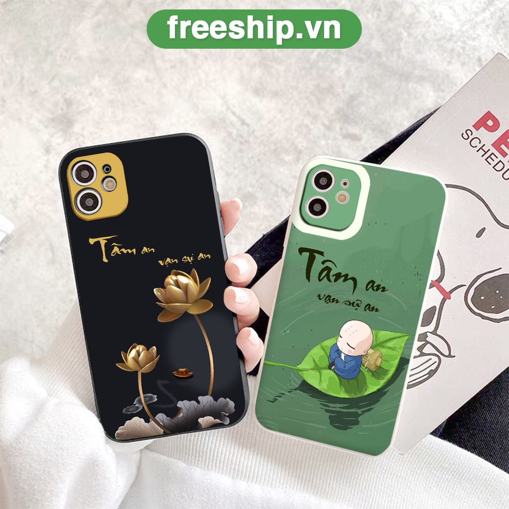 Ốp điện thoại iphone chống sốc 13promax/13pro/xr/xsmax/6/6s/7/8/plus/se2020 ốp iphone tâm an vạn sự an viền vuông BVC