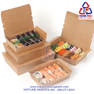 50 Hộp giấy nắp gập đựng thức ăn - Hộp giấy kraft đựng thức ăn - Hộp giấy chữ nhật đựng thức ăn