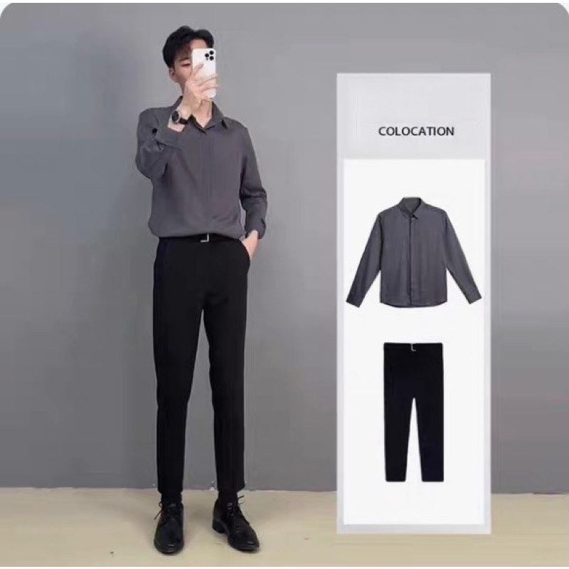Áo Sơ Mi Nam Giấu Cúc Cao Cấp Mới Chất Lụa Trơn Không Nhăn - Form Chuẩn Vừa Ôm Mặc Thoải Mái , Đủ Màu Sắc Dễ Phối Đồ