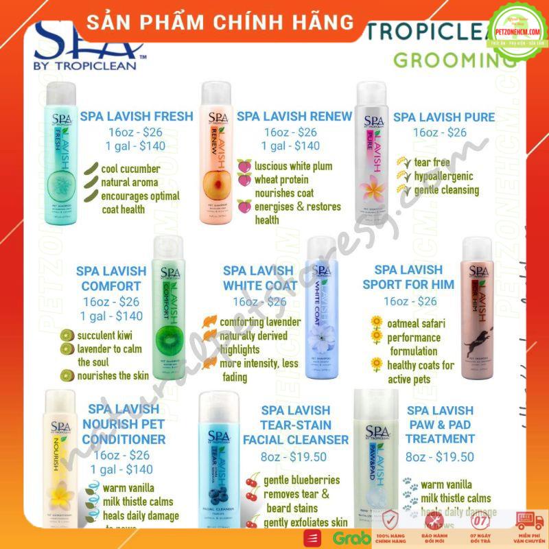 473ml Sữa tắm Tropiclean  FREESHIP  Lavish Spa Tropiclean Shampoo từ thiên nhiên cung cấp vitamin dưỡng lông chó mèo