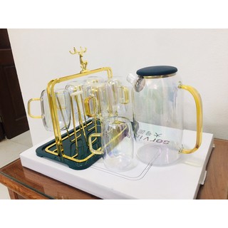 ) Bộ bình 6 cốc thủy tinh đổi mầu