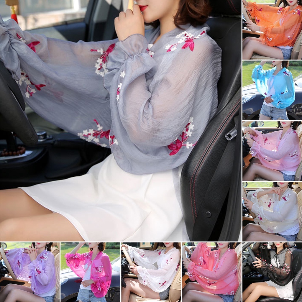 Áo Choàng Đi Biển Chống Nắng Thêu Họa Tiết Hoa Xinh Xắn Cho Nữ
