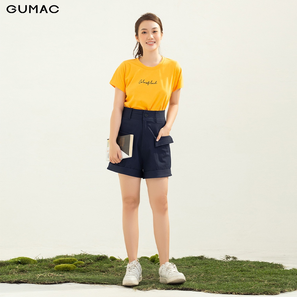 [Mã WABRGUM giảm 10% tối đa 30K đơn 99K] Áo thun nữ cổ tròn thêu chữ GUMAC nhiều màu cá tính ATC03059