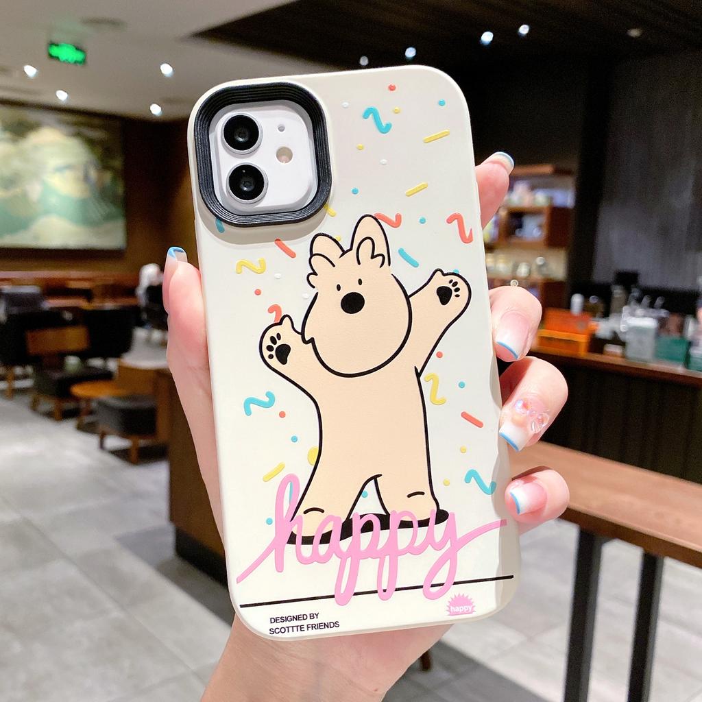 Ốp Điện Thoại Viền Cong in Hình Chú Chó Vui Vẻ 3 Trong 1 Cho iPhone 13Promax 12 11 7Plus X Xs Max XR 8 7