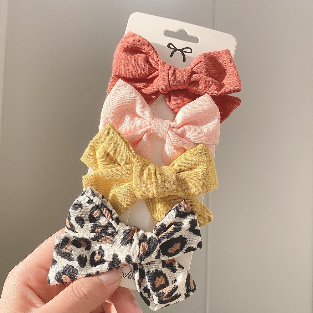 Set 4 kẹp tóc KIDSBOWS đính nơ nhiều mẫu họa tiết tùy chọn xinh xắn dành cho bé gái