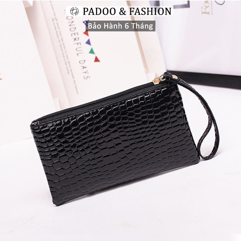 Ví Bóp Nữ Cầm Tay PADOO Dập Vân Da Cá Sấu Bóng - Size 18 - Phong cách sành điệu (MSP 296)