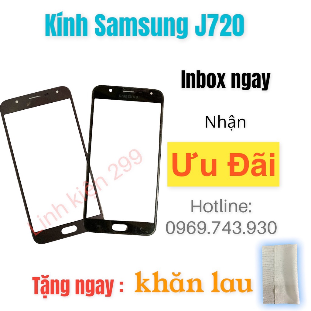 Mặt kính ép màn hình điện thoại Samsung J720 đầy đủ màu