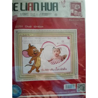 Tranh thêu chữ thập Con giáp lồng ảnh 50*40cm