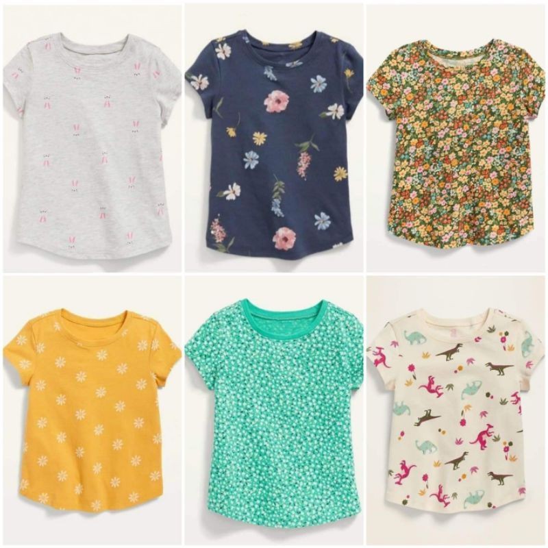 [Hàng Xuất OLD NAVY] Áo Phông Bé Gái Cotton Cổ Tròn Ngắn Tay Old Navy Mềm Mại Thấm Hút Mồ Hôi