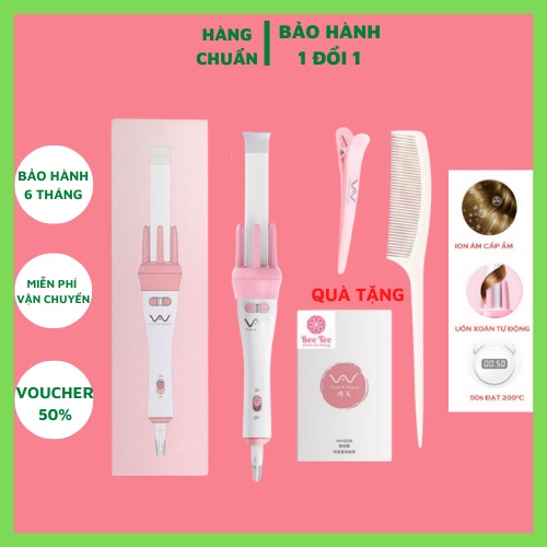 Máy Uốn Tóc Xoăn Tạo Kiểu Tự Động Cao Cấp, Lược Uốn Xoăn Tự Động Xoay 360 Độ.