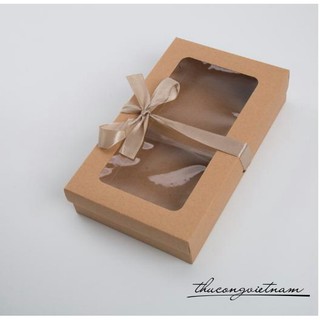 Hộp quà kraft có kiếng & nơ