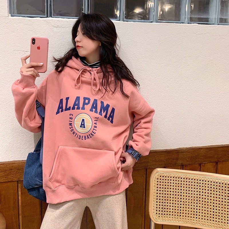 Áo Hoodie ALAPAMA Form Rộng Tay Bồng Mũ 2 Lớp