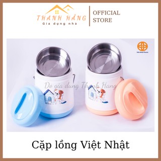 Cặp lồng cơm 2 ngăn Việt Nhật giữ nhiệt freeship màu xanh màu hồng
