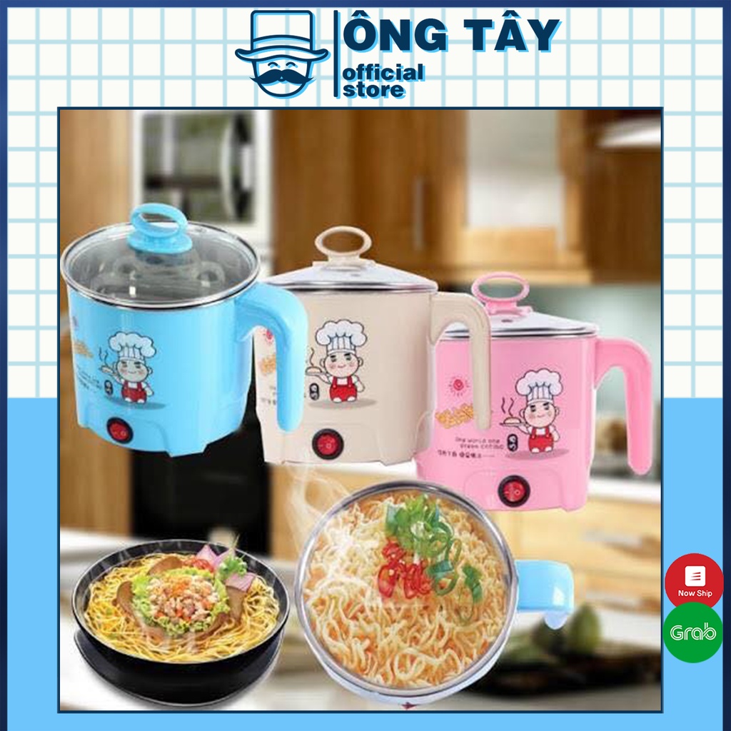 Nồi điện nấu mì siêu tốc mini đa năng 2 trong 1 Benhome loại to 18cm