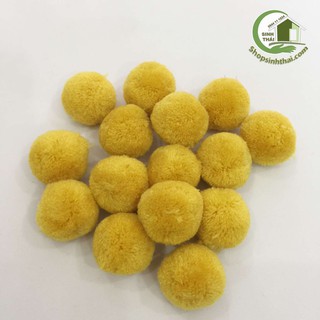 Ba cục bông len tròn màu vàng - 3cm