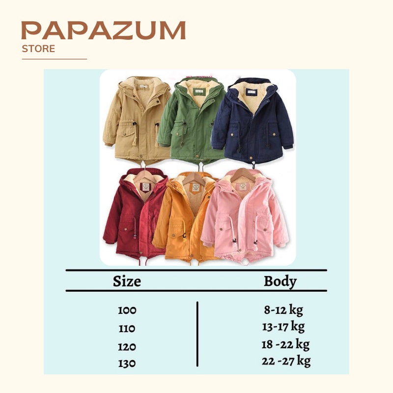 Áo khoác Parka chất kaki lót lông siêu dày siêu ấm hàng xuất khẩu cho cả bé trai gái thời trang trẻ em PAPAMU TQ55252G