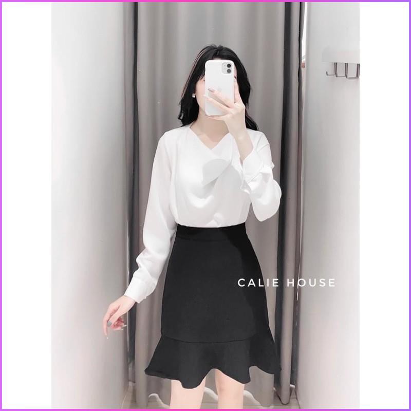Sơ mi lụa dài tay cho nữ cổ đổ chất đẹp ZulyShop