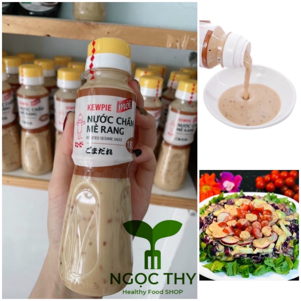 Nước chấm mè rang Kewpie chai 180ml, nước sốt ăn salad