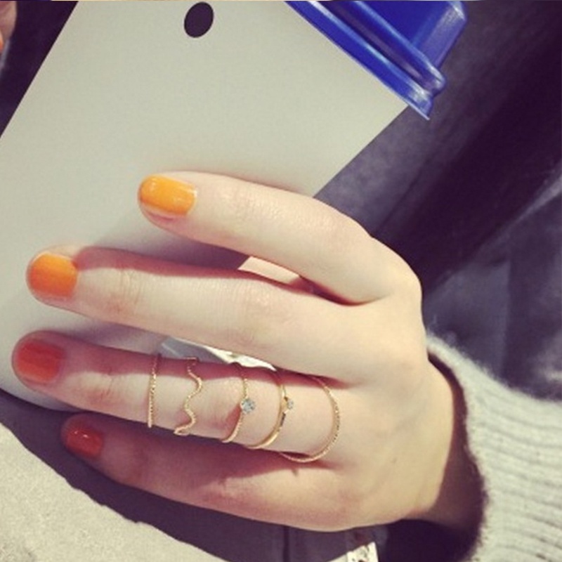 Set 5 Nhẫn Đeo Khớp Ngón Tay Thời Trang Hàn Quốc Cho Nữ