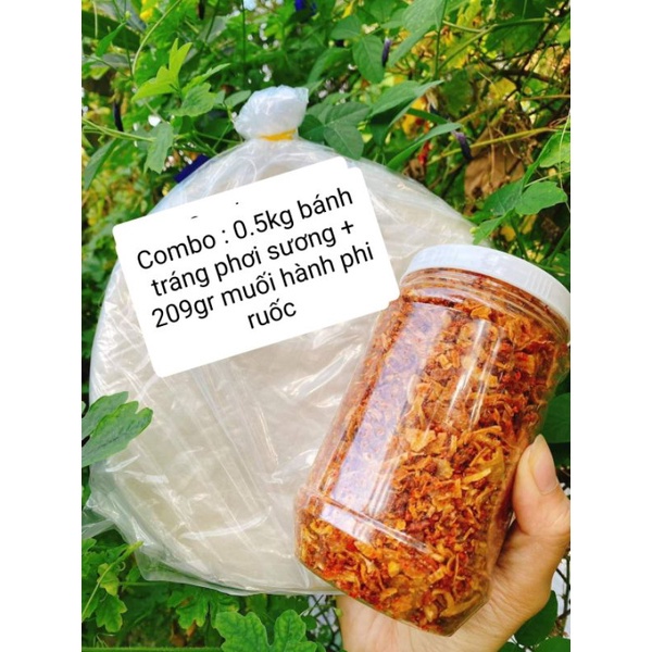 Combo 500g bánh tráng phơi sương + 200g muối tôm hành phi+ 100g bơ trứng gà thơm béo