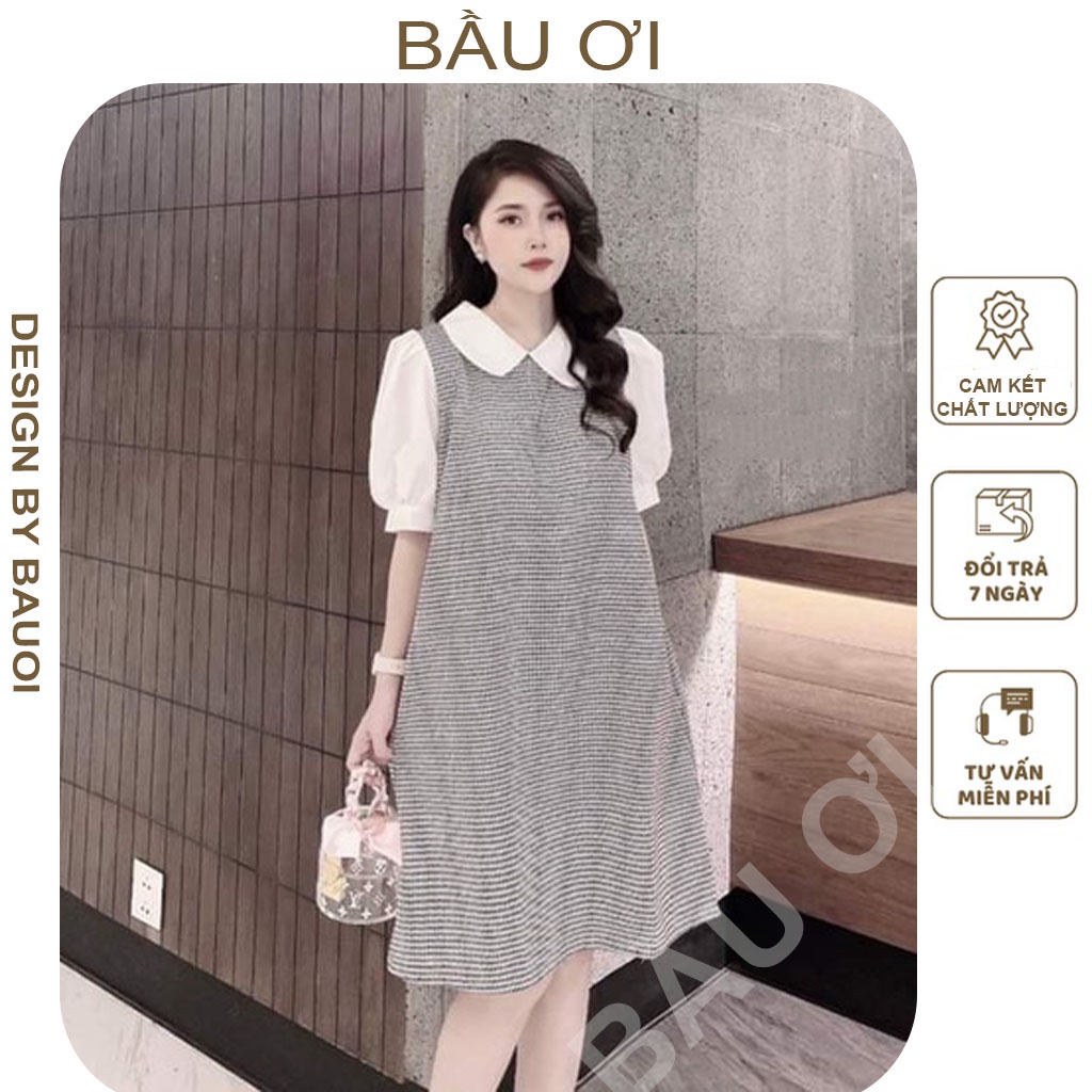 [FREE SHIP V101] VÁY BẦU CÔNG SỞ HÀNG THIẾT KẾ DÁNG SUÔNG TAY BỒNG CHẤT LỤA HÀN - ĐẦM BẦU BABYDOLL ĐẸP SANG CHẢNH