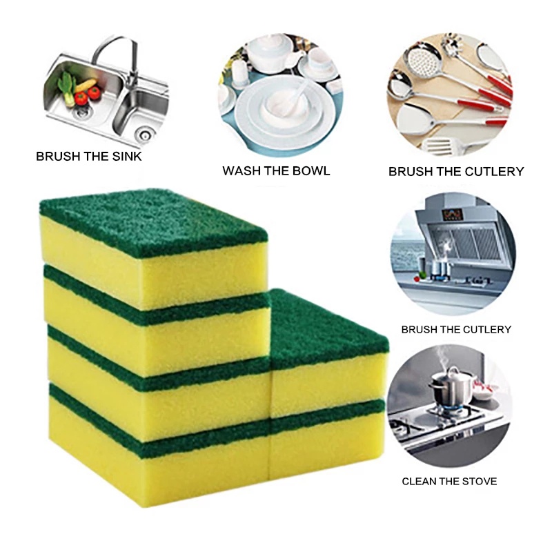 Set 1/5 Miếng Bọt Biển Rửa Chén Hai Mặt Chống Trầy Xước Đa Năng