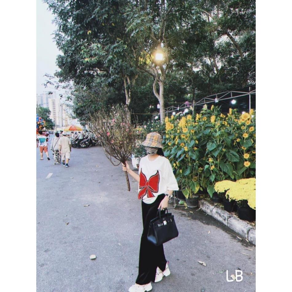 BỘ COTTON TRẮNG HÌNH NƠ QUẦN SUÔNG CHO NỮ