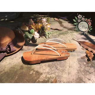 Guốc Nhật Geta Nữ Guốc Gỗ Quai Trắng Sữa *** Hình Ảnh Thật 100% ***