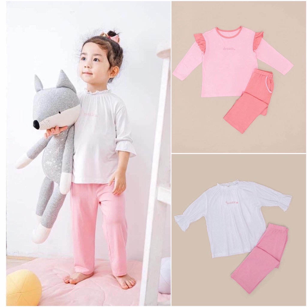 [Rẻ vô địch] Bộ dài tay chất Nu Doux pyjamas bé gái cao cấp mềm mại Nous