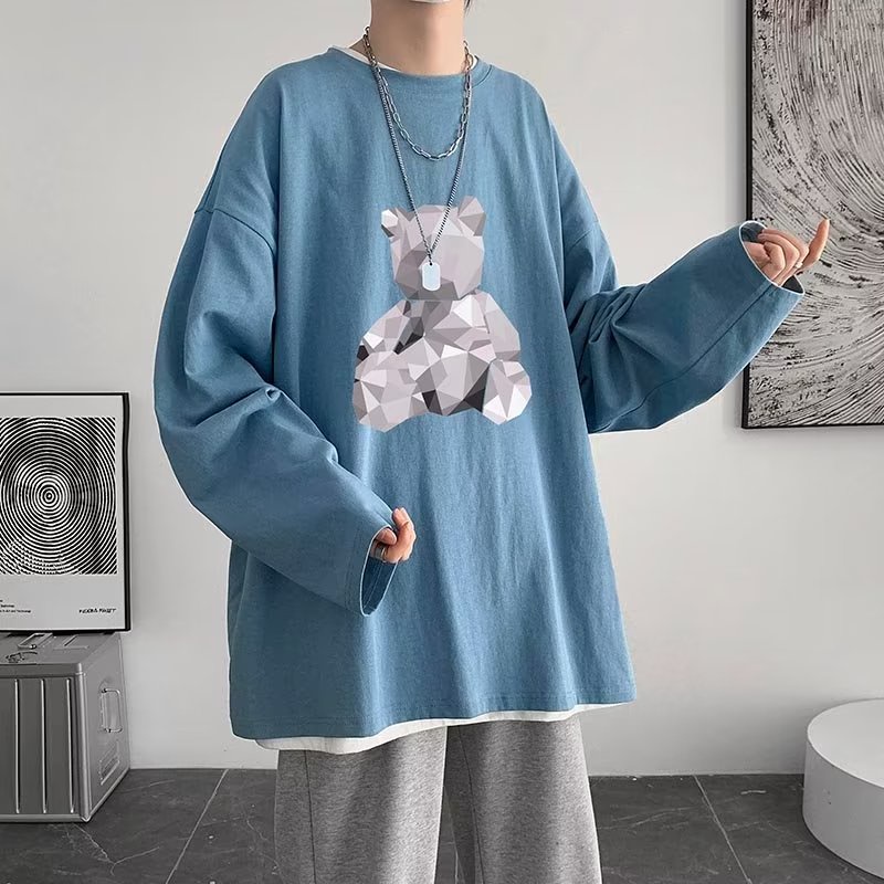 Áo Thun Tay Dài Dáng Rộng In Họa Tiết Hoạt Hình Phong Cách Hip Hop Nhật Bản Thời Trang Cho Nam Và Nữ size M-5XL