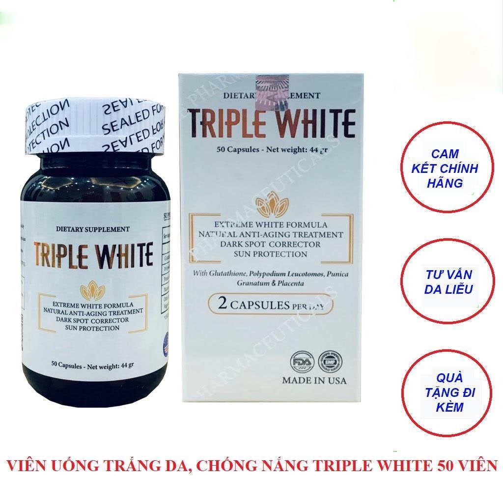 Triple white - Viên uống trắng da Triple White , chống nắng, ngừa nám hộp 50 viên