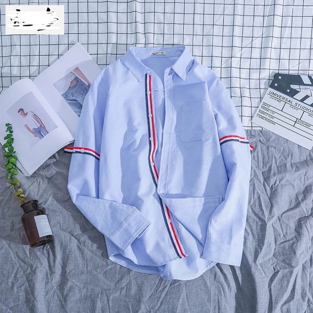 Áo sơ mi kẻ sọc tay đỏ đủ size Nam/Nữ hàng chuẩn loại 1
